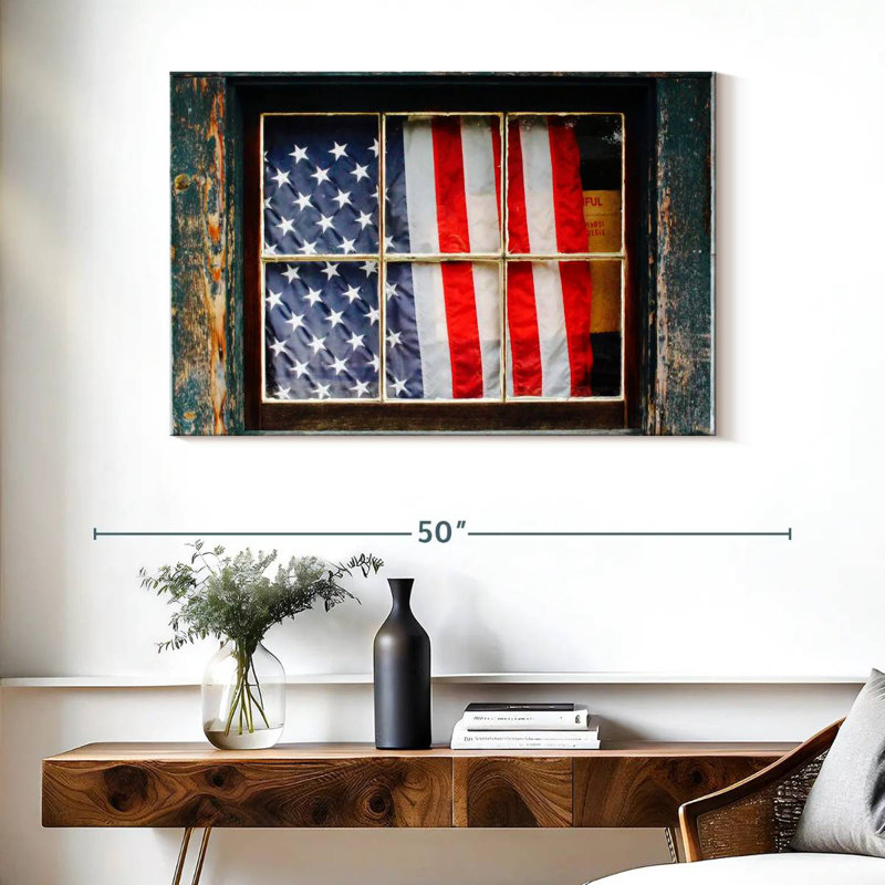 Borges American Flag On Window, 26" H x 39" W
