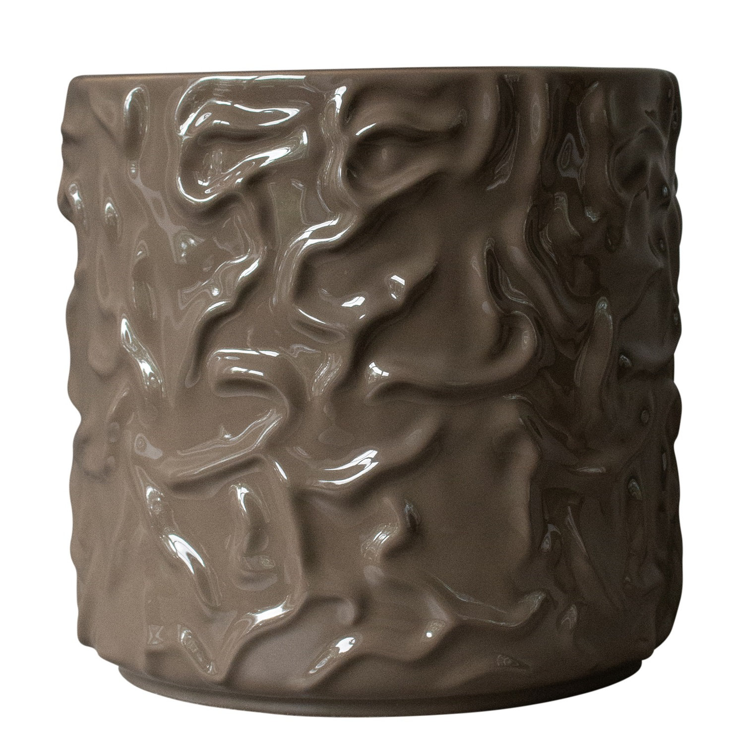 Ceramic Table Vase, Greige, 12.6" H x 4.75" W x 4.75" D