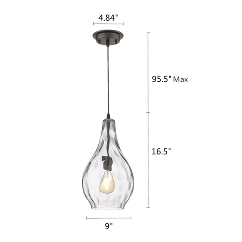Luminaire suspendu en forme de goutte à 1 lumière Silber Wells