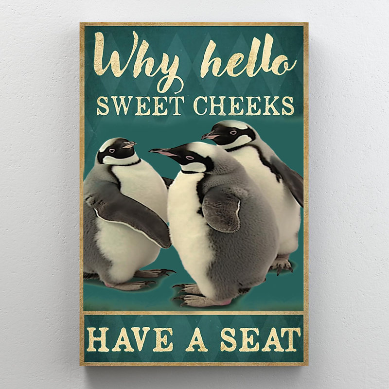 «Penguin Have A Seat», impression sur toile rectangulaire 1 pièce, H 36 po x l 24 po x P 1,25 po