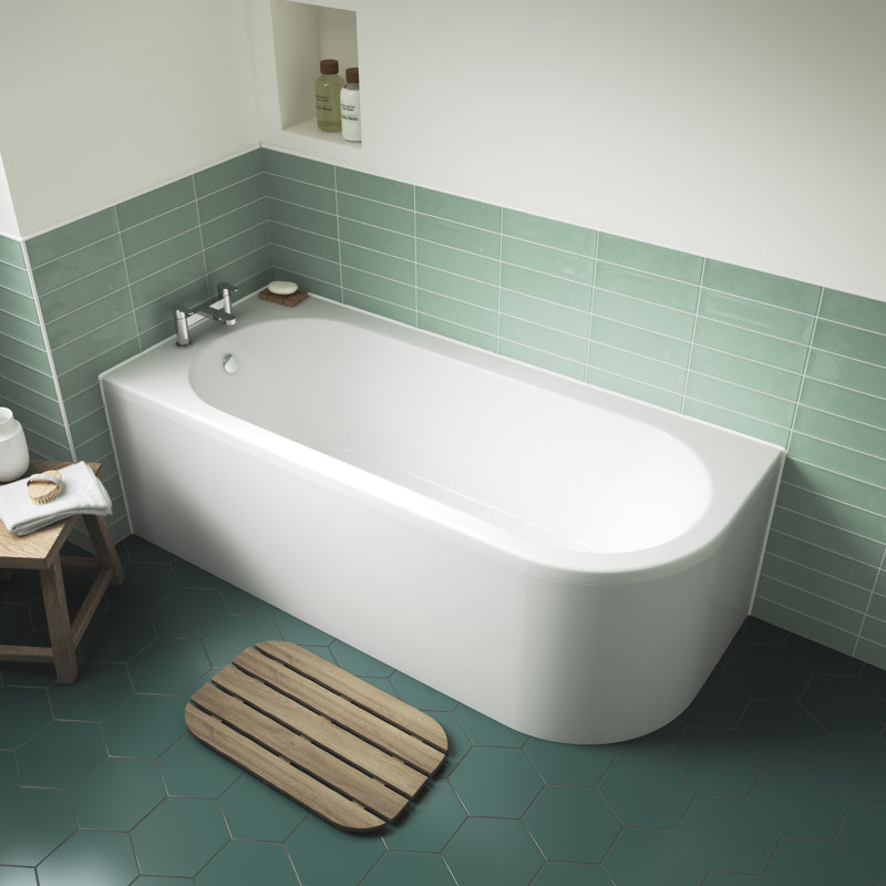 Crescent 1700mm x 725mm Soaking Acrylic Bathtub, Left