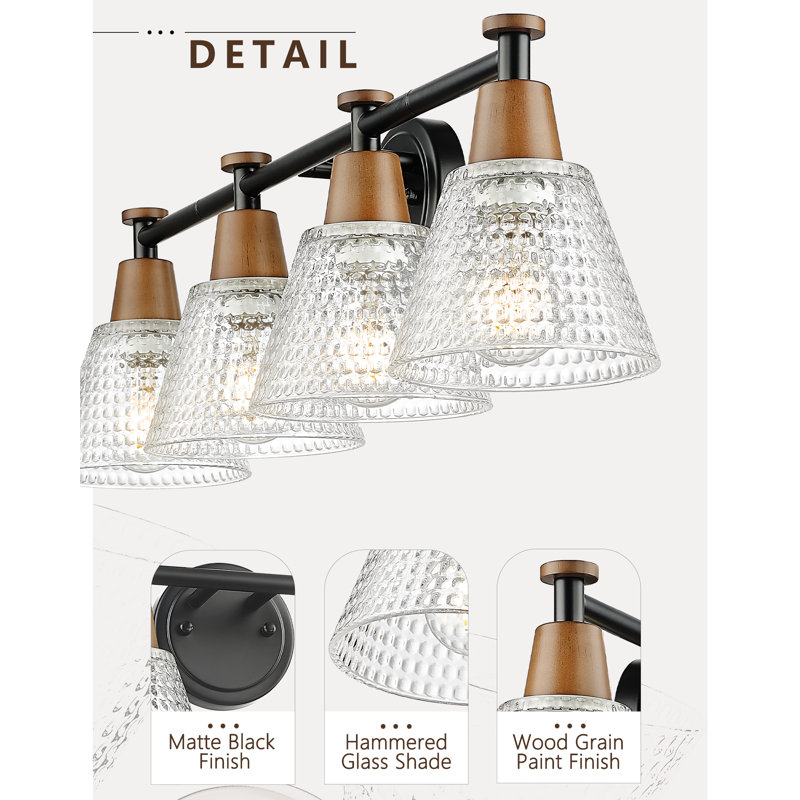 Batheaston 4 - Light Dimmable Vanity Light, Black/Vintage