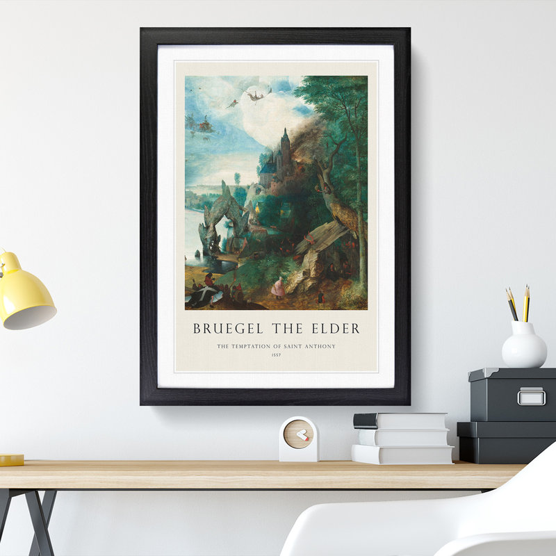 The Temptation of Saint Anthony by Pieter Bruegel the Elder - Picture Frame Painting, 48cm H x 36cm W x 2cm D, Black Framed