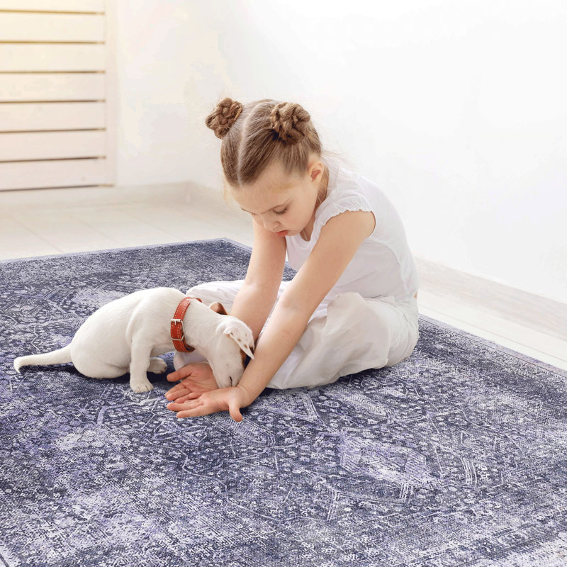 Area Rug, Anthracite Washable Rug (Anthracite), Rectangle 5' x 8'