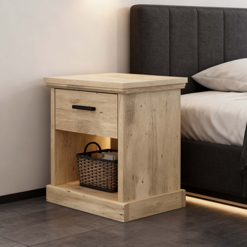 Table de chevet, finition brune