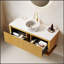 Meuble-lavabo mural 48 po avec lavabo, armoire de rangement en contreplaqué, 2 tiroirs, tablette ouverte, comptoir en pierre frittée, lavabo en céramique, chêne Corolla