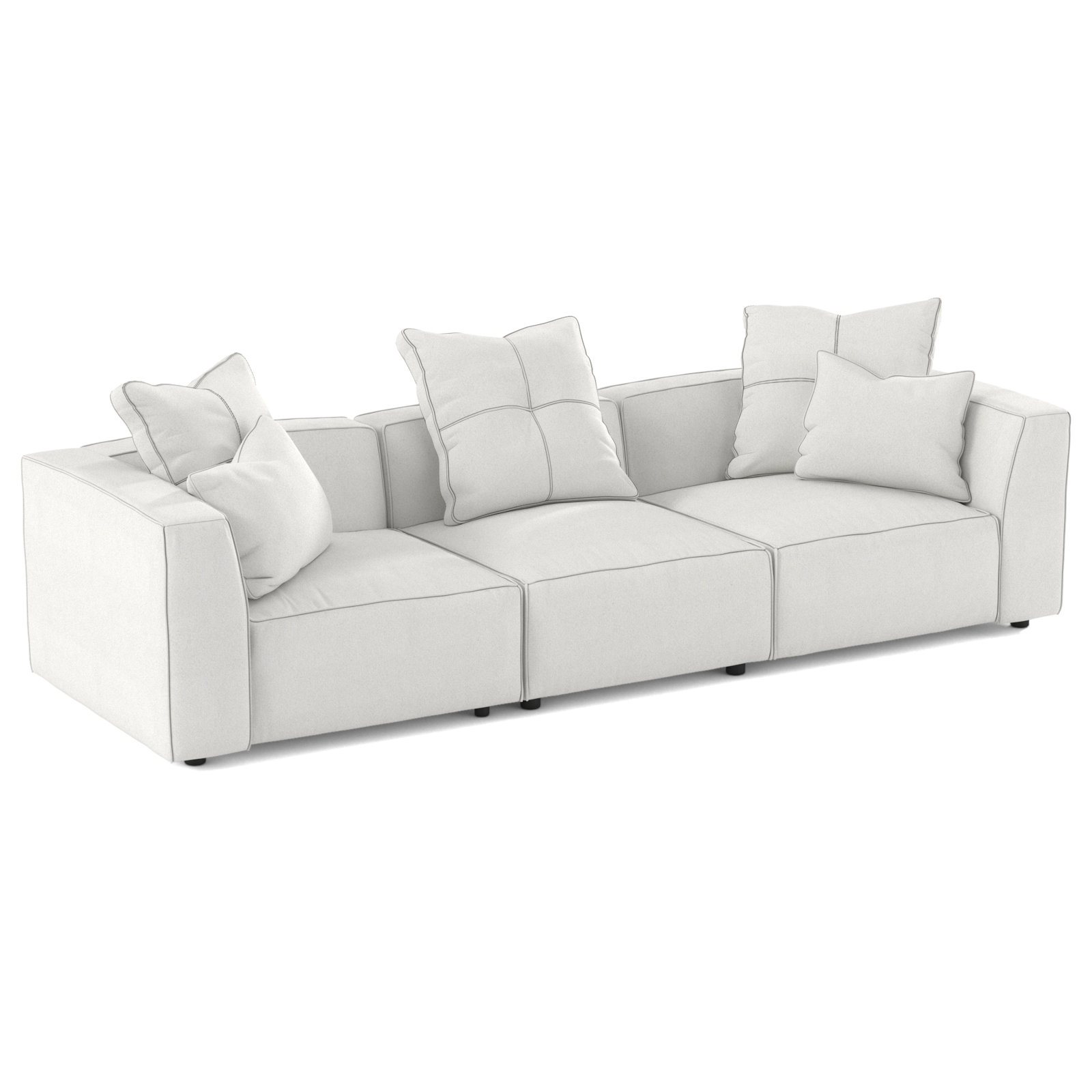 Del Modular Upholstered Sectional, Bella White Polyester