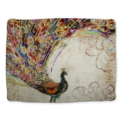 Peacock with Gold Feathers Bird Orange Bedroom Placemat Decor