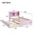 Twin Bed with Trundle and Storage Headboard Bookcase Pink Pine Wood Frame Easy Assembly