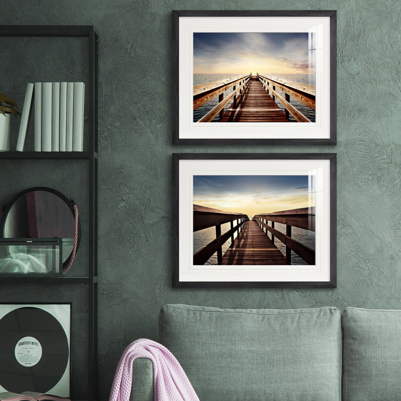 Reproduction de photo sur toile, Papier avec cadre argenté, Blanc mat
