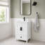Meuble-lavabo de 61 cm (24 po) avec lavabo en céramique et rangement dissimulé (sans robinetterie) - Blanc-1869364594-1869375479