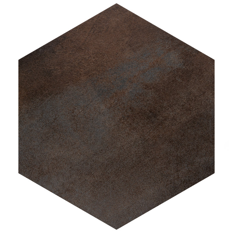Industrial Hex 8-1/2 In. X 9-7/8 In. Porcelain Modern Look Wall & Floor Tile, Brown/Gray