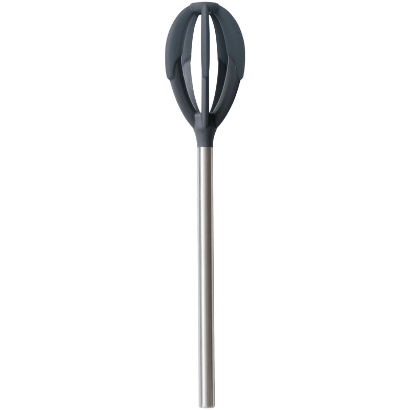 Tovolo Better Batter Tool Nylon Mixing Whisk with Silicone Bowl Scrapers for Baking, Charcoal, Charcoal