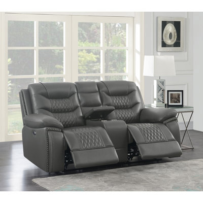 Dekwon Upholstered Power Reclining Loveseat Charcoal