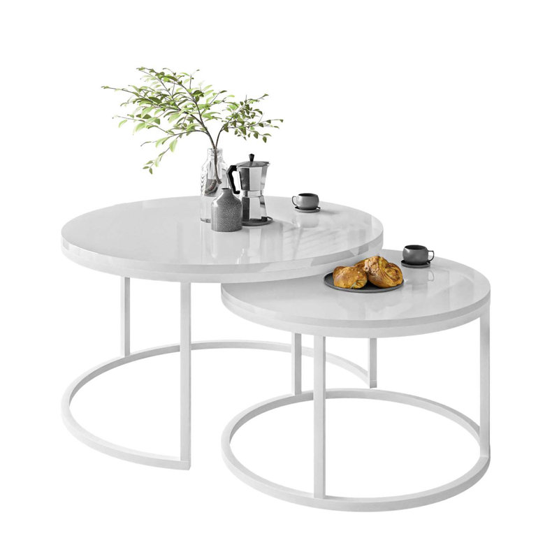Alford Coffee Table, White/White High Gloss