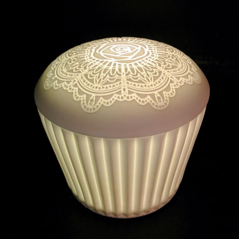 Cupcake Shape With Rose Patterned Top Led Night Light