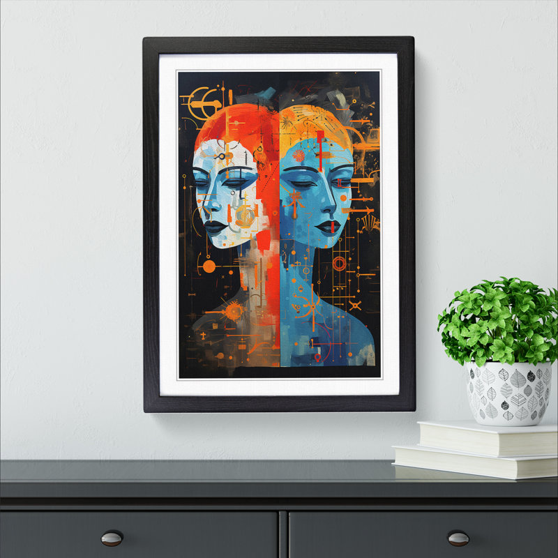 Gemini Zodiac Modern - Framed Print, 34cm H x 25cm W, Black Framed