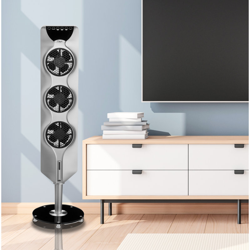 White 44" Oscillating Tower Fan with Remote Control
