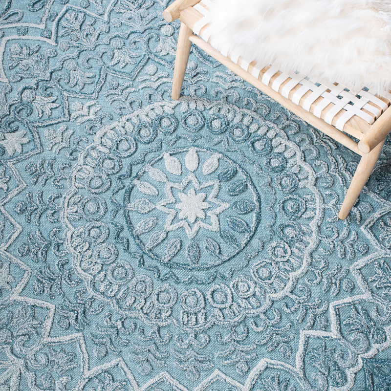 Stephnie Hand Tufted Performance Geometric Rug, Square 6'