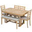 Ensemble de table de salle à manger 6 pièces en bois d'hévéa avec placage en bois massif et coussin moelleux-870505944