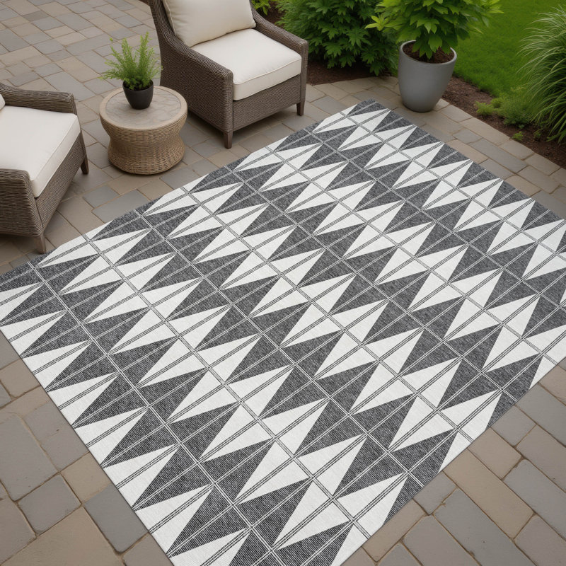 Machine Washable Indoor/Outdoor Kugler ACN2415 Geometric Rug, Rectangle 2'6" x 3'10"