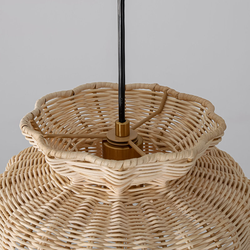 Luminaire suspendu 11 po Modern, Rotin naturel