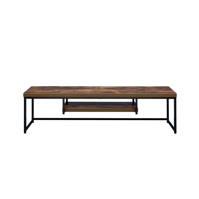 Bob Weathered Oak & Black Metal Finish TV Stand, 16"H x 16"L x 59"W