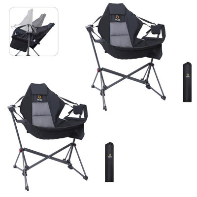 Hammock Camping Rocker Chair with Stand, High Back, Cup Holder & Side Pocket, Heavy Duty (2-Pack) by Nice C