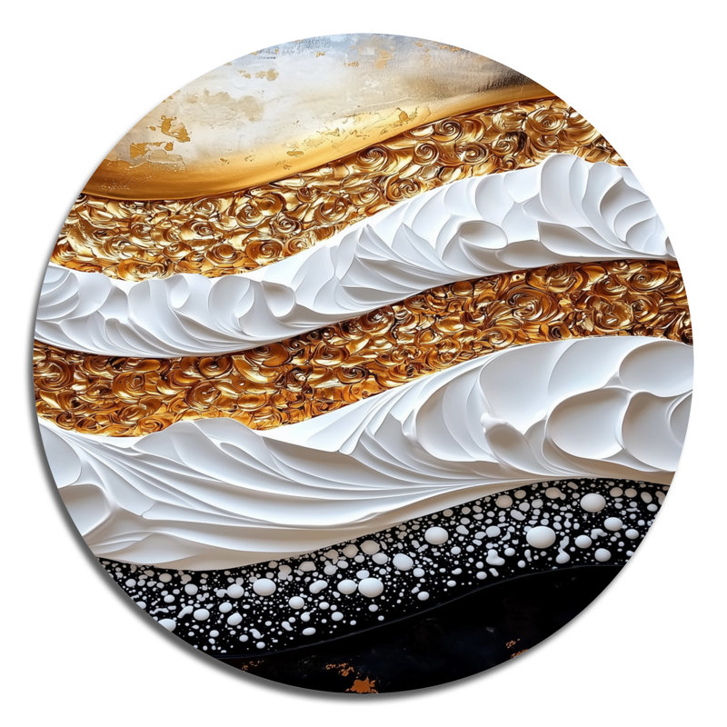 «Golden Passage Transitional Waves», décoration murale géométrique abstraite ronde, art mural de salon moderne à géométrie