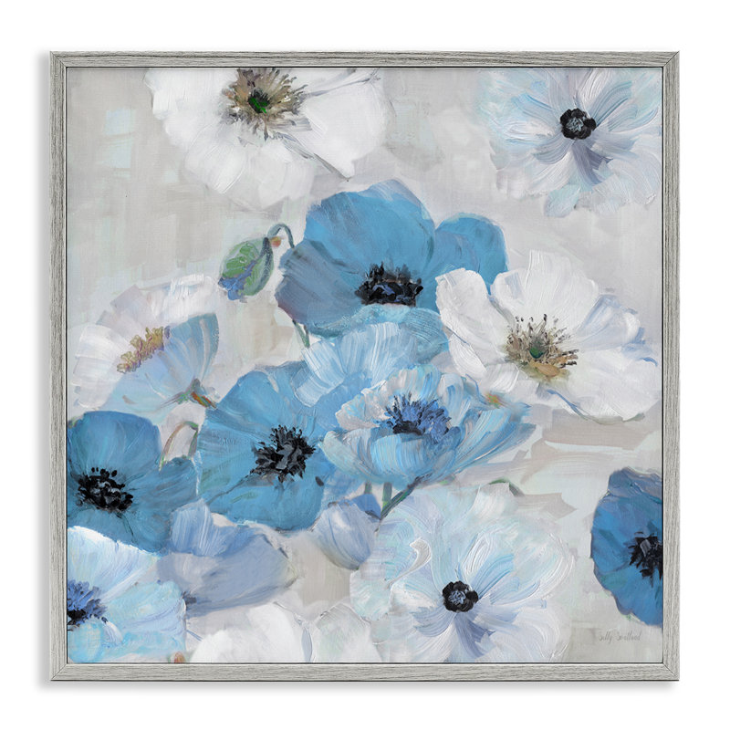 Fleurs bleues et blanches, estampe numérique par Sally Swatland, Estampe numérique Farmhouse, H 12 po x l 12 po