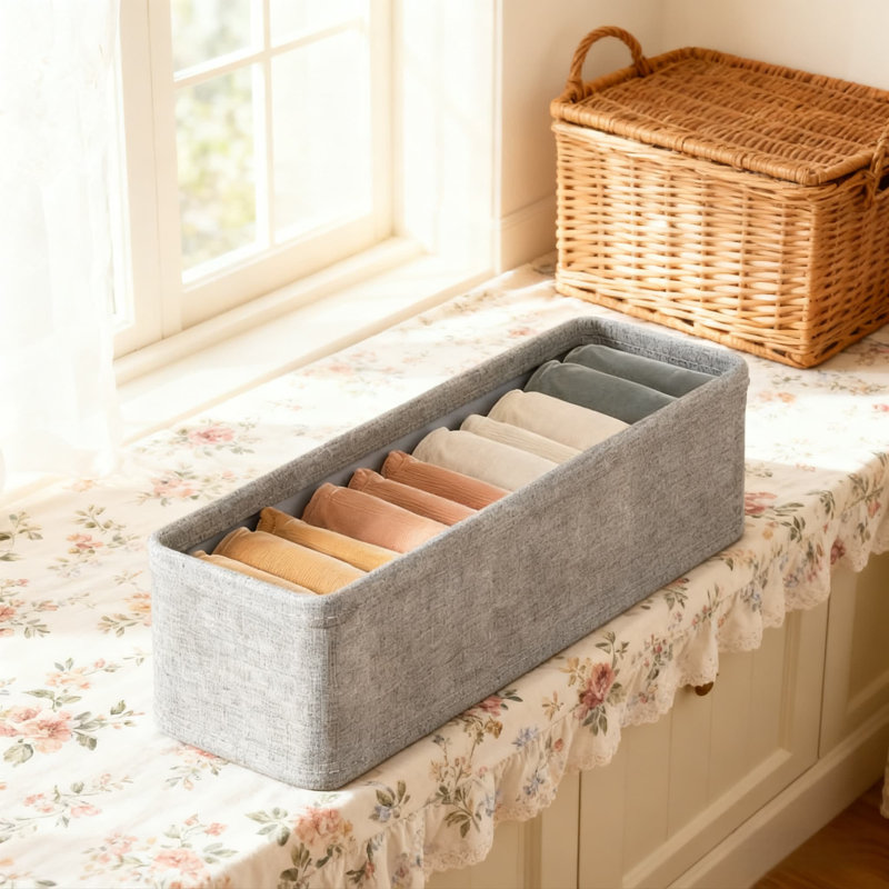 Foldable Fabric Socks Storage Box Set With Side PP Board Support, Washable & Fade-Resistant, Perfect For Organizing Socks, Ties, Underwear In Drawers Or Closet, Non-Toxic & Formaldehyde-Free