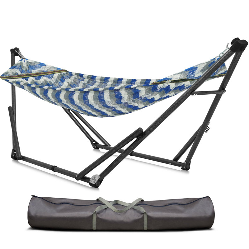  Support pour hamac double capacité 550 lb Uniki, hamac de camping réglable et pliable, support en acier respirant en polyester respirant Signature, filet
