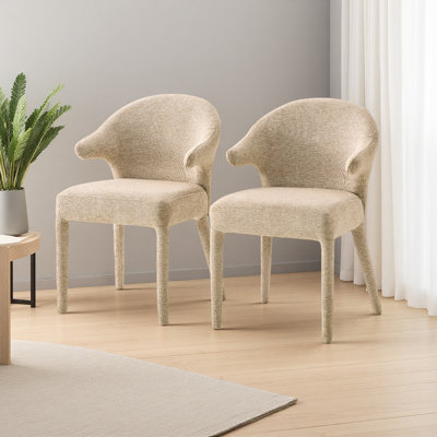 Fauteuil rembourré en tissu avec accoudoirs rembourrés avec une éponge haute résilience et des pieds en métal, convient à un hôtel, un ensemble de salle à manger de 2