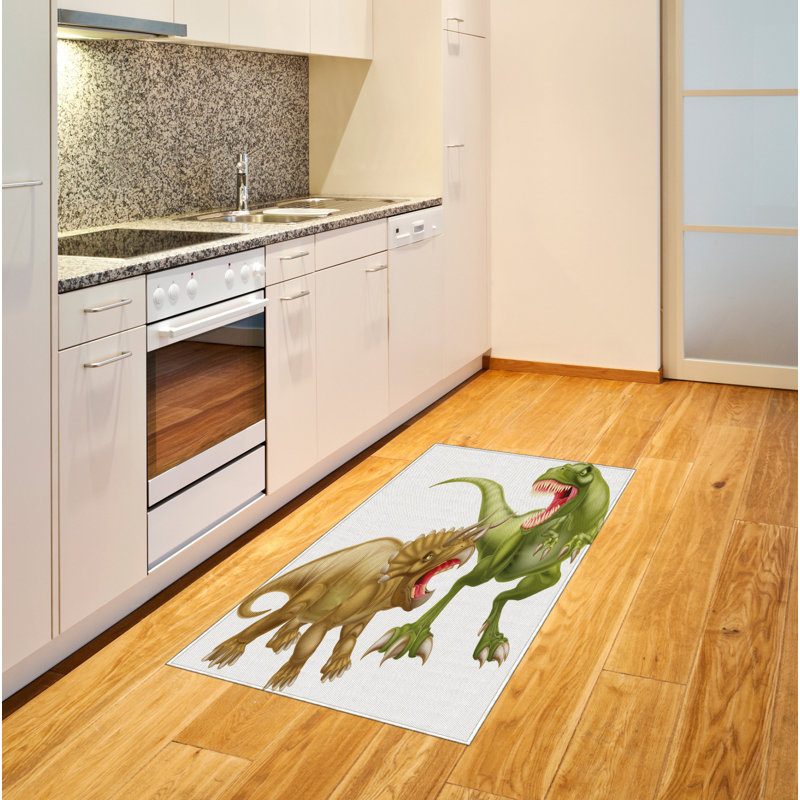 Tapis décoratif en fibre de polyester à haute densité Dinosaur, Rectangle— 4 pi x 5 pi 8 po
