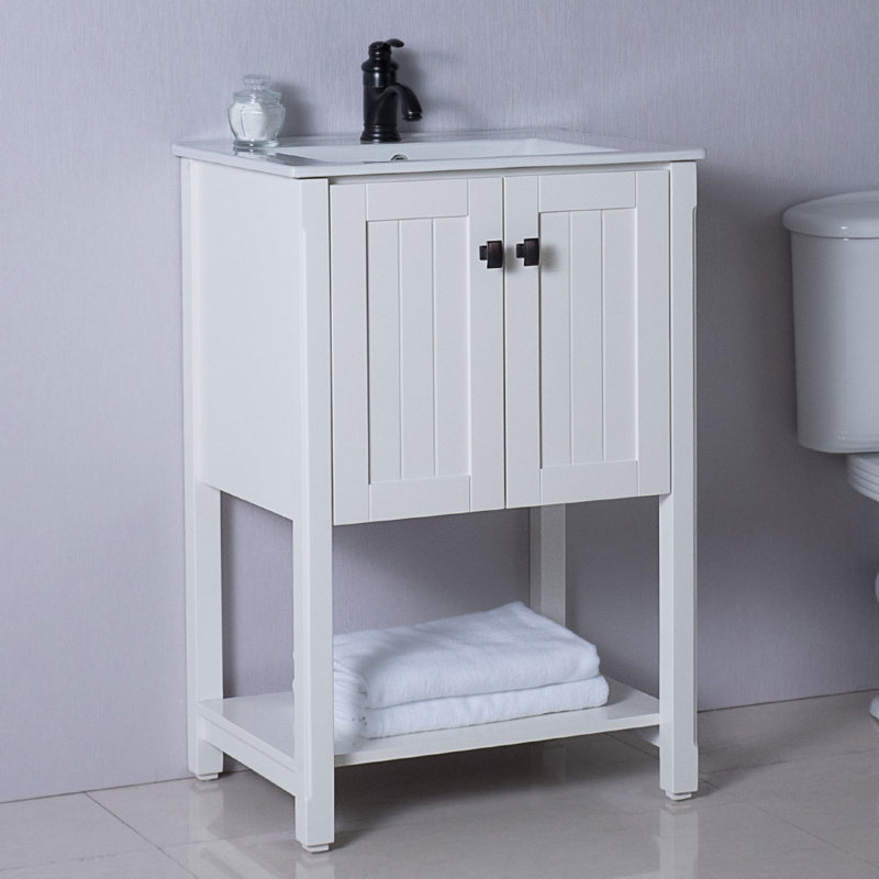 Rouen 24'' Single Bathroom Vanity with Ceramic Top, White