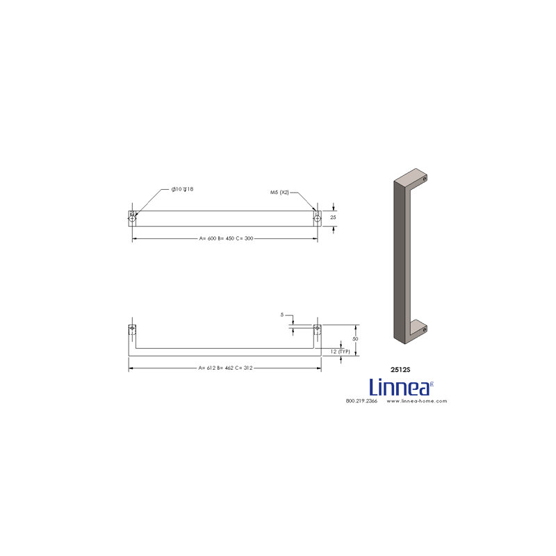 23 5/8" CTC Surface Mount Appliance Pull, 23 5/8", Satin Stainless Steel