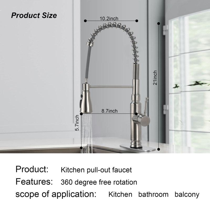 Interbath Pull Down Kitchen Faucet, Brushed Nickel