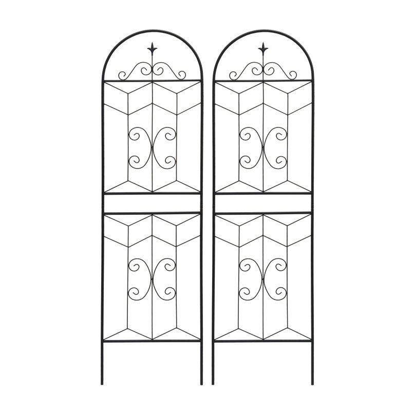 Paquet de 2 treillis de jardin en métal antirouille pour plantes grimpantes support de fleurs extérieur noir