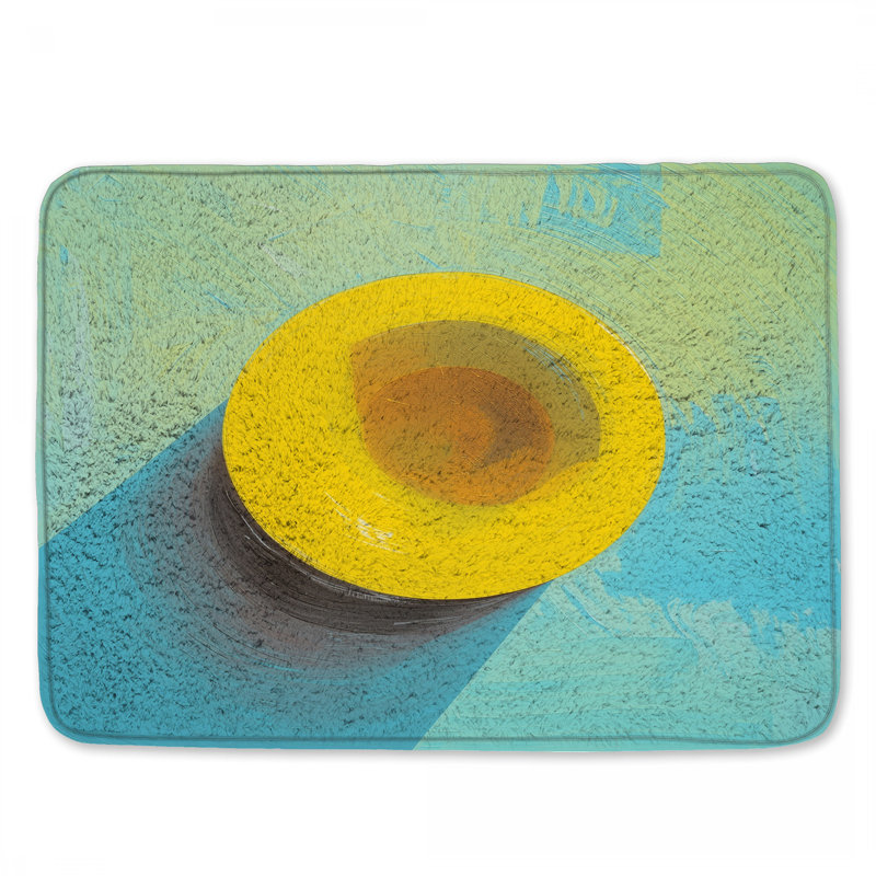 Chapeau jaune sur tapis de bain, L 34 po x L 21 po