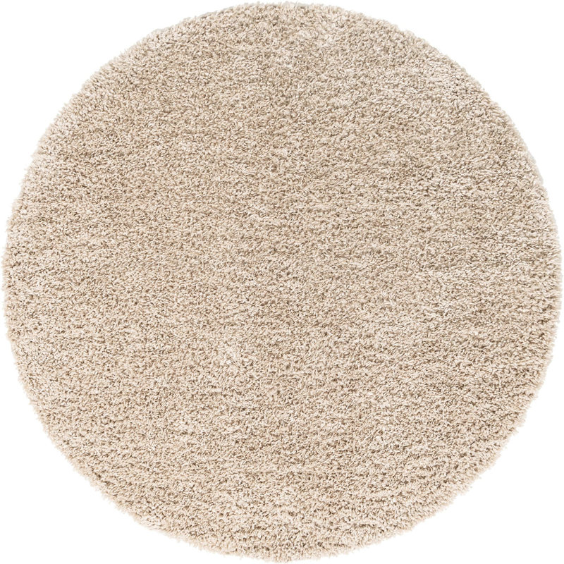 Tapis beige tissé à la machine Analena, Rond 7 pi 1 po