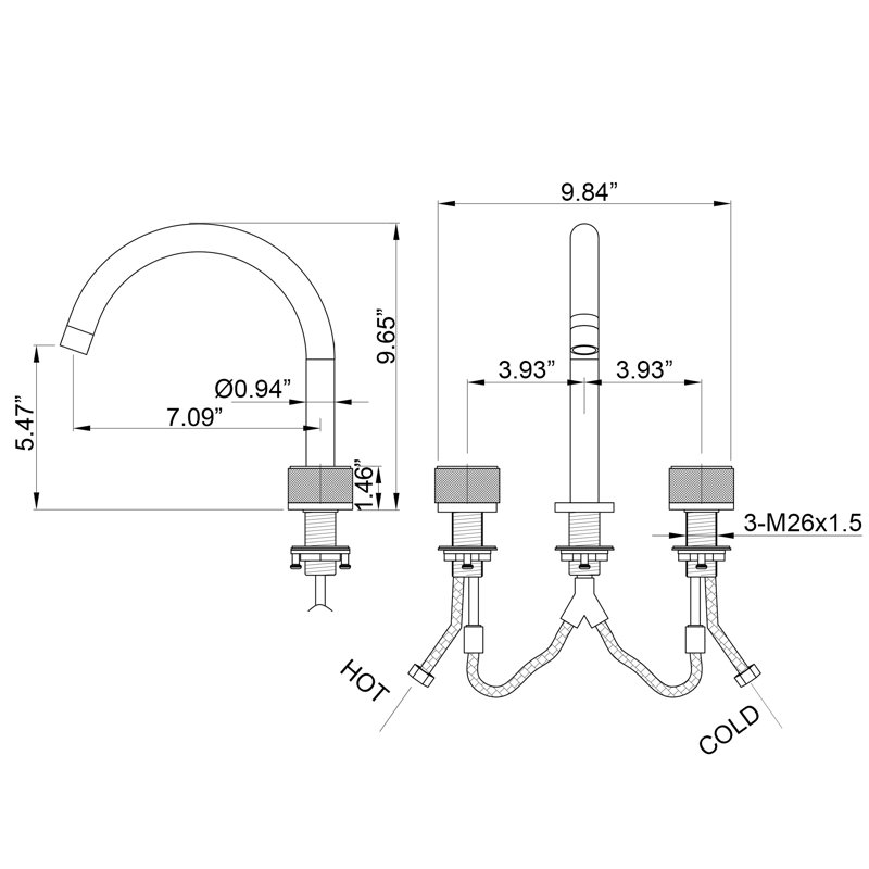 Widespread 2-handle Bathroom Faucet
