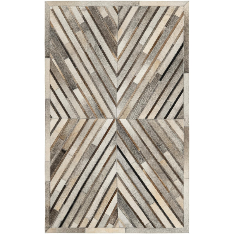  X Tiles Cowhide Leather Rug, Rectangle 3'1" x 5'1"