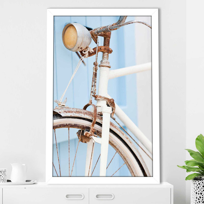 Vieux vélo par - photographie, H 27,5 po x l 21,5 po x P 0,75 po, Cadre blanc