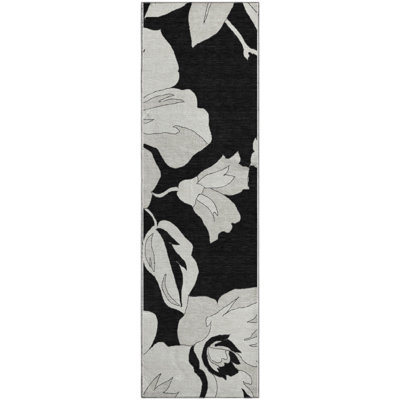Premium Machine Washable Prisco Black Rug