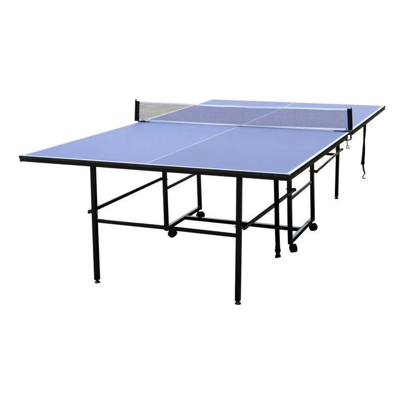 9 ft. Foldable Table Tennis Table with Blue MDF Playing Surface