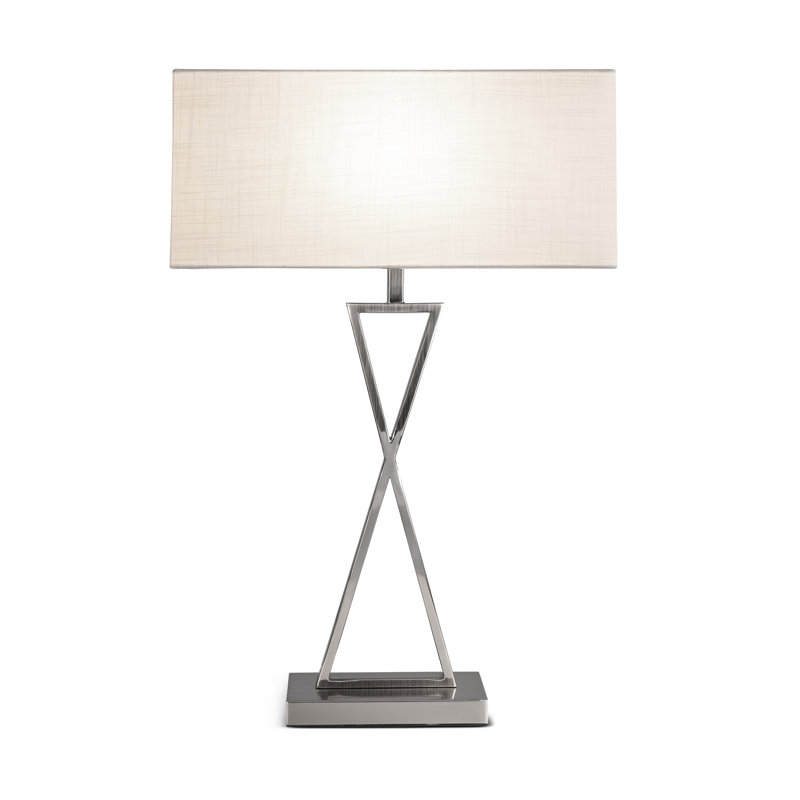 Avory 64cm Rectangle Metal Narrow Table Lamp, Ivory, Silver