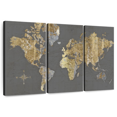 Aliaz Gilded Map Gray