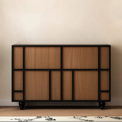 Modern Brown+Black Solid + Manufactured Wood Sideboard