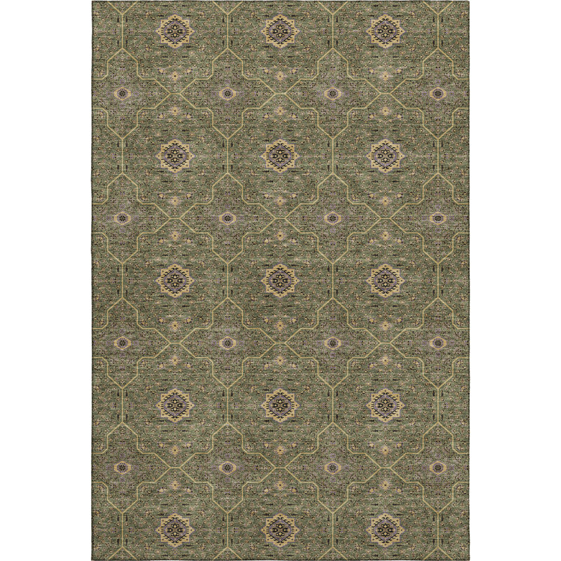 Premium Machine Washable Mayfield AMF2409 Oriental Rug, 8' x 10', Olive