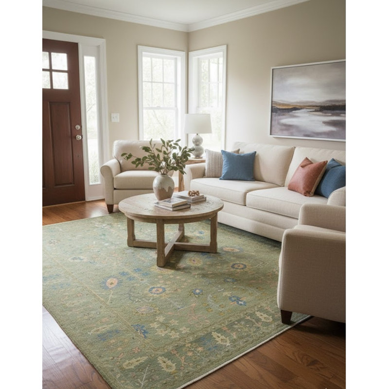 Tapis oriental olive vert traditionnel Chobi 9 x 12